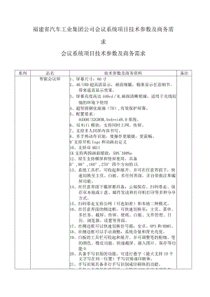福建省汽车工业集团公司会议系统项目技术参数及商务需求会议系统项目技术参数及商务需求.docx