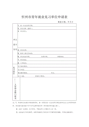 忻州市青年就业见习单位申请表.docx
