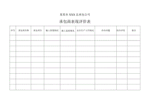 承包商表现评价表标准模板.docx