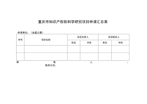重庆市知识产权软科学研究项目申请汇总表.docx