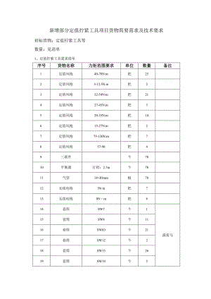 新增部分定值拧紧工具项目货物简要需求及技术要求.docx