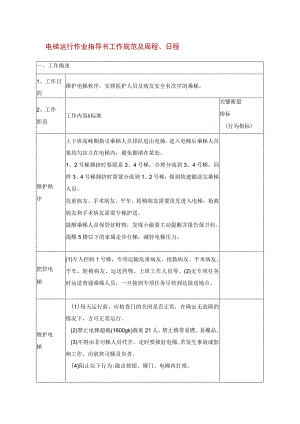 电梯运行作业指导书工作规范及周程日程.docx