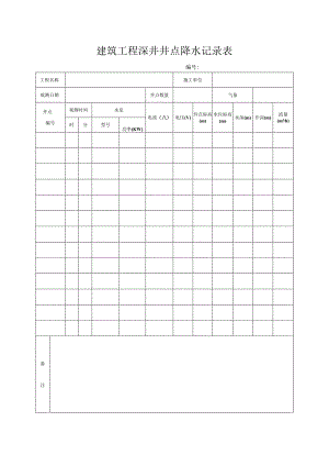 建筑工程深井井点降水记录表.docx