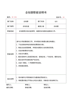 企划部职能说明书.docx
