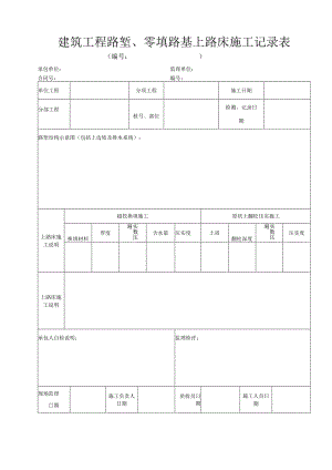 建筑工程路堑、零填路基上路床施工记录表.docx
