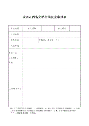 现有江西省文明村镇复查申报表.docx