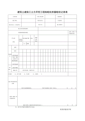 建筑土建施工土方开挖工程检验批质量验收记录表.docx