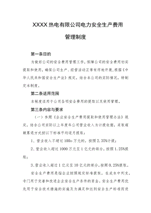 热电有限公司电力安全生产费用管理制度.docx