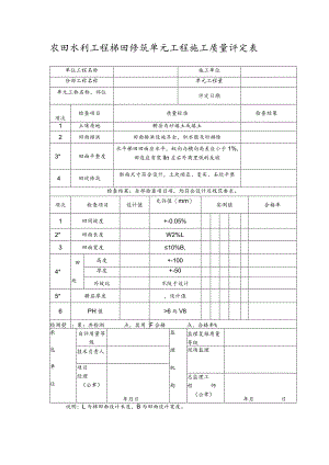 农田水利工程梯田修筑单元工程施工质量评定表.docx