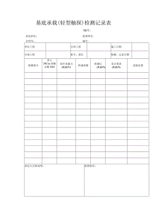 基底承载 (轻型触探)检测记录表.docx