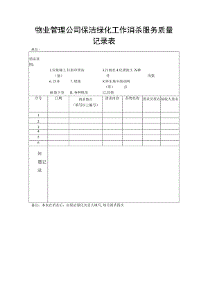 物业管理公司保洁绿化工作消杀服务质量记录表.docx