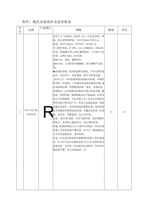 陶艺设备清单及技术要求.docx