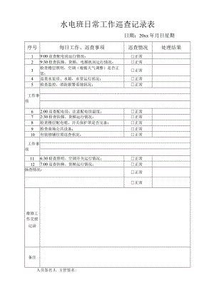 商场水电班日常工作巡查记录表.docx