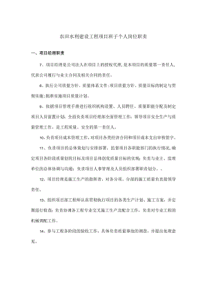 农田水利建设工程项目班子个人岗位职责.docx