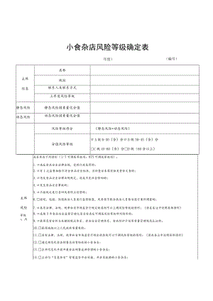 小食杂店风险等级确定表.docx