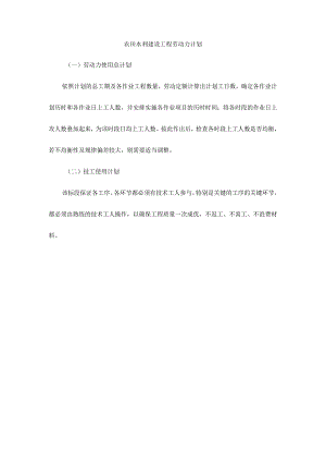 农田水利建设工程劳动力计划.docx