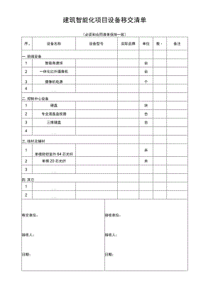 建筑智能化项目设备移交清单.docx