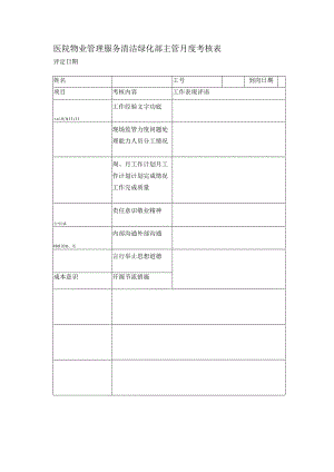 医院物业管理服务清洁绿化部主管月度考核表.docx