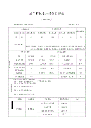 部门整体支出绩效目标表.docx