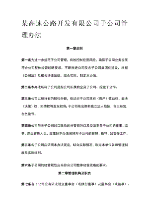 某高速公路开发有限公司子公司管理办法[全].docx