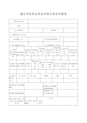湛江市农民合作社市级示范社申报表.docx