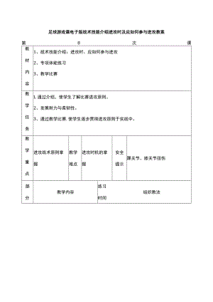 足球游戏课电子版战术技能介绍进攻时及应如何参与进攻教案.docx
