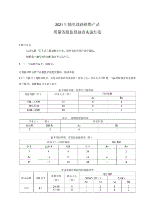 2021年输电线路铁塔产品质量省级监督抽查实施细则.docx