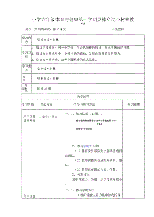 小学六年级体育与健康第一学期耍棒穿过小树林教学.docx