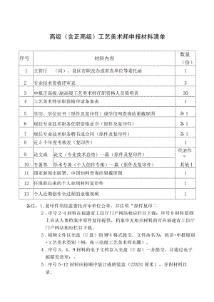 高级含正高级工艺美术师申报材料清单.docx