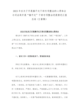 2023年在关于开展躺平式干部专项整治的心得体会与司法局开展“躺平式”干部专项整治进展情况汇报总结（2篇稿）.docx