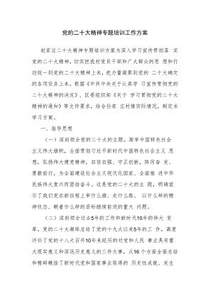 党的二十大精神专题培训工作方案.docx