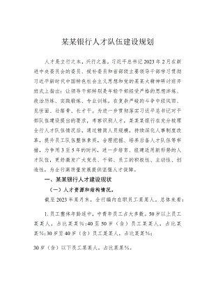 某某银行人才队伍建设规划.docx