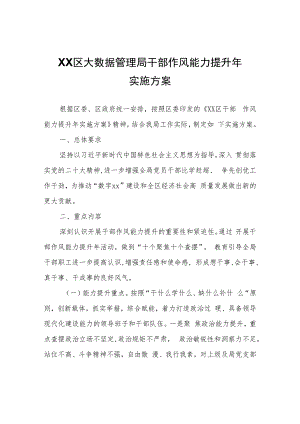 XX区大数据管理局干部作风能力提升年实施方案.docx