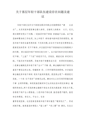 关于基层年轻干部队伍建设存在问题及建议.docx