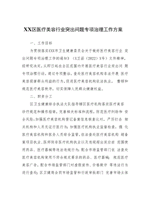 XX区医疗美容行业突出问题专项治理工作方案.docx