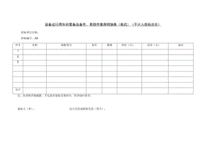 设备运行两年所需备品备件、易损件推荐明细表（格式）（不计入投标总价(2023年).docx