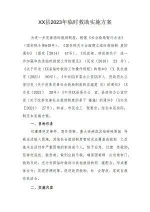 XX县2023年临时救助实施方案.docx