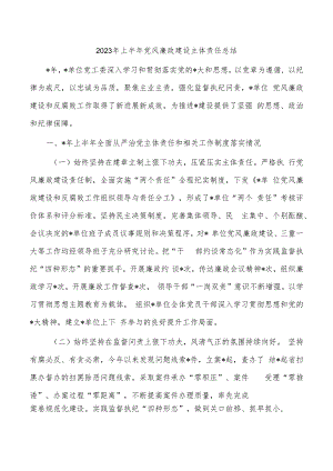 2023年上半年党风廉政建设主体责任总结.docx
