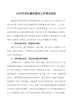 精神卫生中心2023年党风廉政建设工作情况报告三篇.docx
