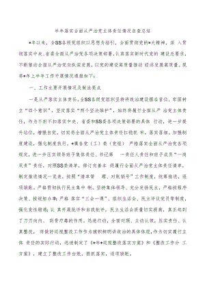 半年落实全面从严治党主体责任情况自查总结.docx