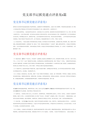 党支部书记抓党建点评意见6篇.docx