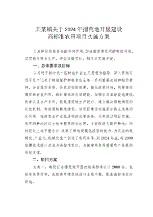 某某镇关于2024年撂荒地开垦建设高标准农田项目实施方案.docx