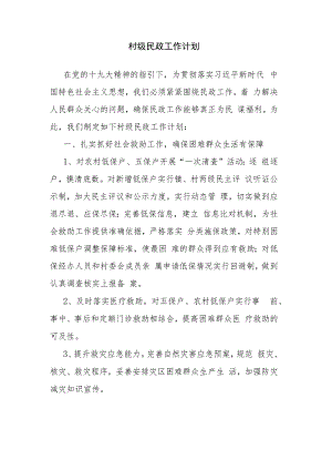 村级民政工作计划.docx