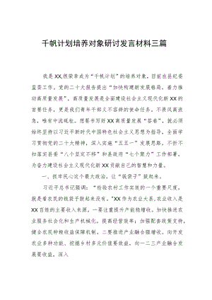 千帆计划培养对象研讨发言材料三篇.docx