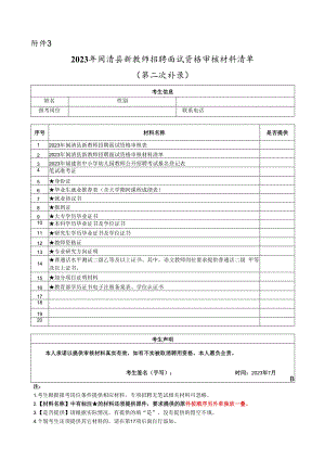 2015年福州市区学校教师招考面试资格审核材料清单.docx