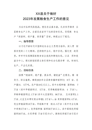 XX县关于做好2023年发展粮食生产工作的意见.docx