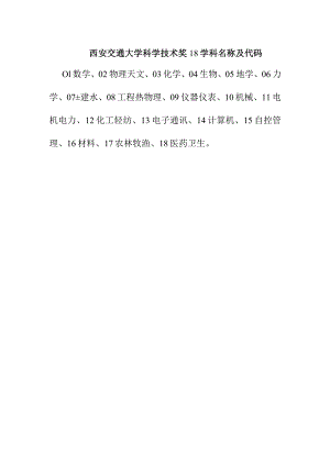 西安交通大学科学技术奖18学科名称及代码.docx