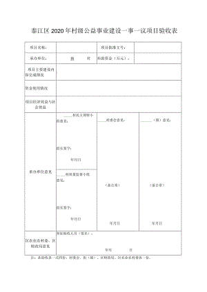 綦江区2020年村级公益事业建设一事一议项目验收表.docx