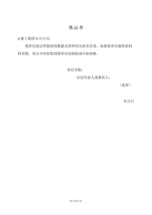 XX项目保证书(2023年).docx