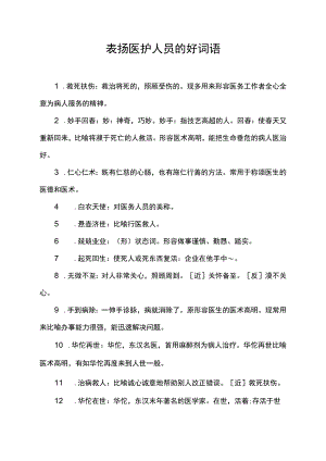 表扬医护人员的好词语.docx